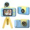 Kids Digital Camera 40Mp With Flip Lens 2.4In Screen Tripod 32G Card Pink Blue